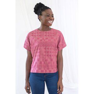 Global Mamas Fairtrade Crew Blouse in Adobe Rosewood Cotton M NWT